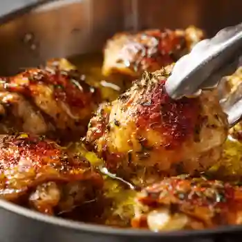 browning chicken thighs for one pot lemon rice