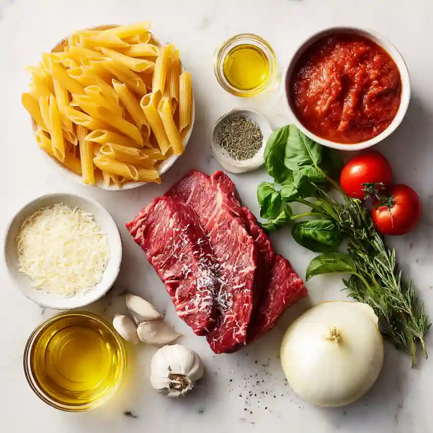 Ingredients for One Pot Zesty Steak Pasta