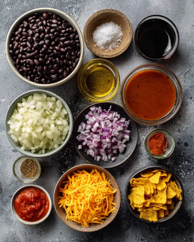 Ingredients for one pot Mexicali black bean soup