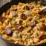 One-pot smoky cheddar ranch chicken & sausage pasta in a pot