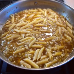 Cooking pasta in broth