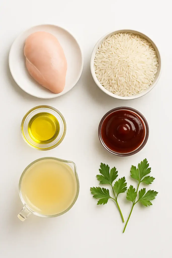 Ingredients for bold honey BBQ chicken rice