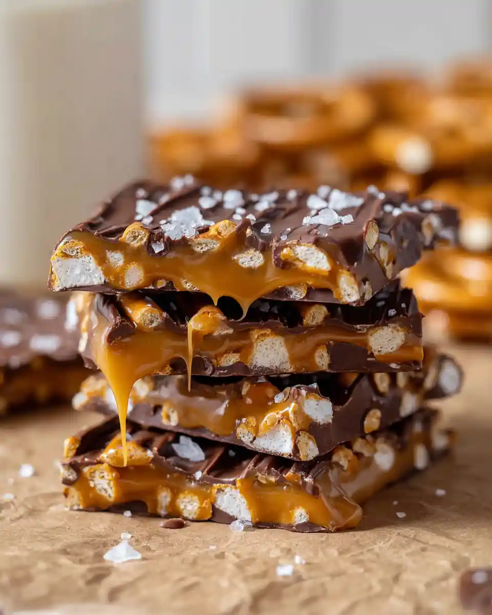 No Bake Caramel Pretzel Crack Bars