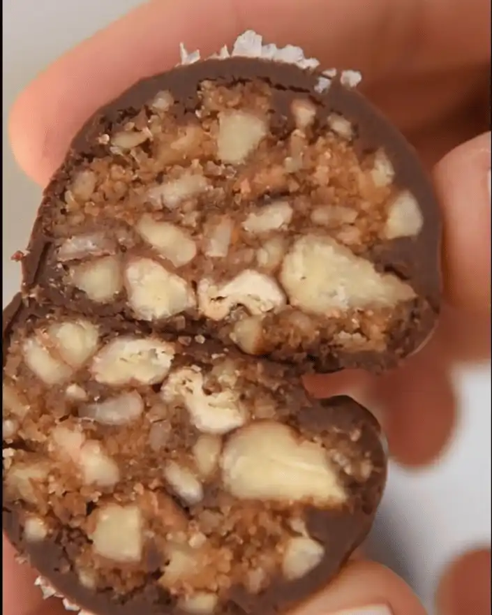 close up pecan pie balls no bake inside texture