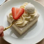 slice of strawberry shortcake no bake recipe served on plate