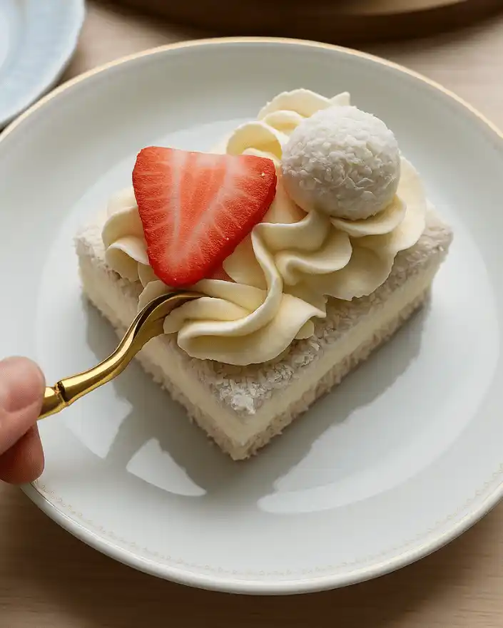 slice of strawberry shortcake no bake recipe served on plate