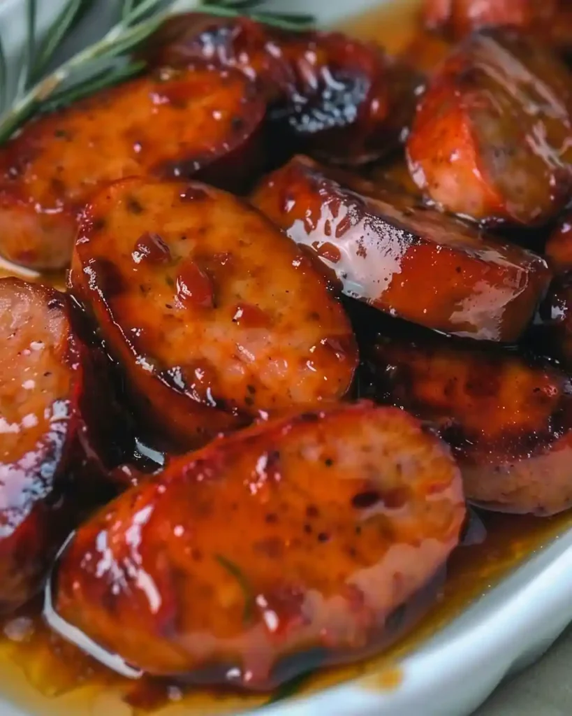 Apricot Kielbasa Slices 3 Apricot kielbasa slices appetizer